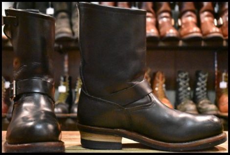 【8D 良品 08年】レッドウィング 2268 エンジニア 黒 ブラッククローム スチールトゥ プルオン ブーツ redwing HOPESMORE