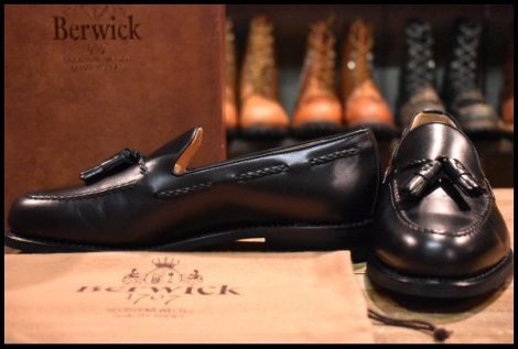 【UK7 箱付 未使用】Berwick バーウィック 4340 タッセルローファー ブラック 黒 スペイン製 HOPESMORE