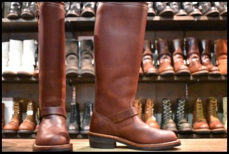 【5.5E 良品 黒タグ】Chippewa チペワ 97912 ロング エンジニア ブラウン コードバン 茶 17インチハイト プルオン ブーツ HOPESMORE