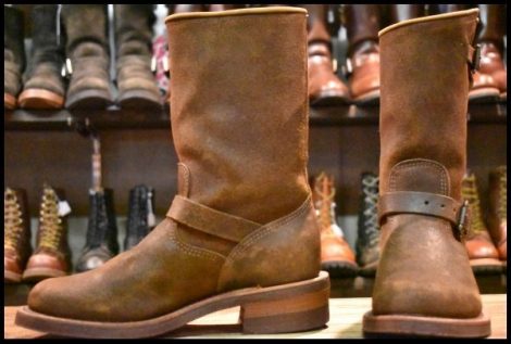 【8E 美品 白タグ】Chippewa チペワ 27911 ボンバーレザー エンジニア ベージュ 茶 ラフアウト ブーツ HOPESMORE