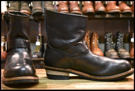 【11D 箱付 良品 07年】レッドウィング 2976 ショート エンジニア 黒 ブラッククローム スチールトゥ ブーツ redwing HOPESMORE