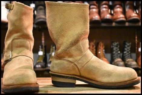 【7.5D 良品 PT91刺繍 97年】レッドウィング 8268 スエード エンジニア ブーツ タン ラフアウト スチールトゥ redwing HOPESMORE
