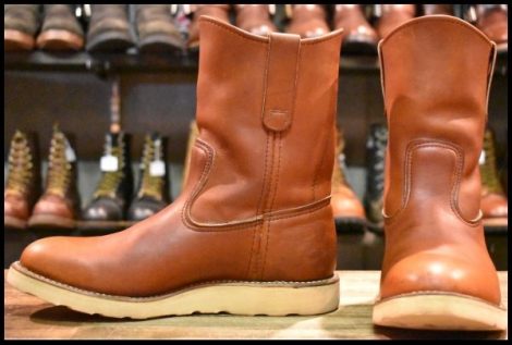 【7.5E 良品 緑犬タグ 92年】レッドウィング 866 ペコス 赤茶 オロラセット プルオン クッションソール ブーツ redwing pecos HOPESMORE