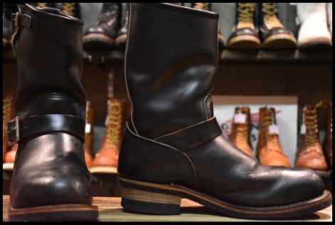 【8D 良品 PT99刺繍】レッドウィング 2268 エンジニア 黒 ブラッククローム スチールトゥ プルオン ブーツ redwing HOPESMORE