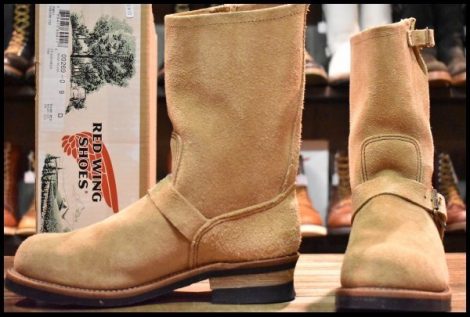 【9D 箱付 未使用 18年】レッドウィング 9269 スエード エンジニア タン ブルハイド ラフアウト ブーツ redwing 8268 HOPESMORE