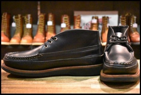 【9E 良品】RUSSELL MOCCASIN ラッセルモカシン スポーティングクレーチャッカ ダブルモカシン ブラック 黒 短靴 ブーツ HOPESMORE