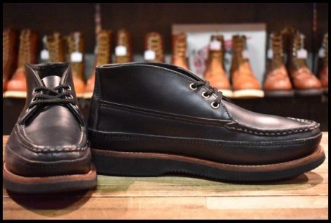 【9E 良品】RUSSELL MOCCASIN ラッセルモカシン スポーティングクレーチャッカ ダブルモカシン ブラック 黒 短靴 ブーツ HOPESMORE