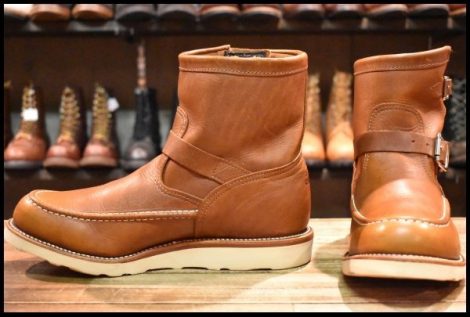 【9.5E 美品 黒タグ】Chippewa チペワ ハイランダーショートモックエンジニア 1901M08 タン オイルドレザー プルオン ブーツ HOPESMORE