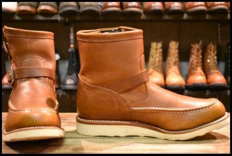 【9.5E 美品 黒タグ】Chippewa チペワ ハイランダーショートモックエンジニア 1901M08 タン オイルドレザー プルオン ブーツ HOPESMORE