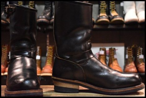 【8D 良品 PT91刺繍】レッドウィング 2268 エンジニア 黒 ブラッククローム スチールトゥ プルオン ブーツ redwing HOPESMORE