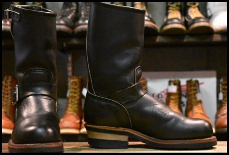 【5D 良品 PT99刺繍】レッドウィング 2268 エンジニア 黒 ブラッククローム スチールトゥ プルオン ブーツ redwing HOPESMORE
