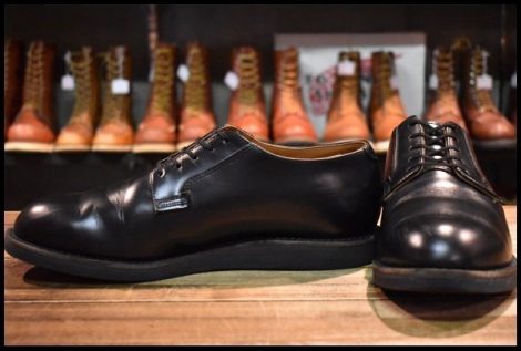 【11D 美品 22年】レッドウィング 101 ポストマン シューズ 黒 ブラック シャパラル 短靴 ローカット 編み上げ ブーツ redwing HOPESMORE