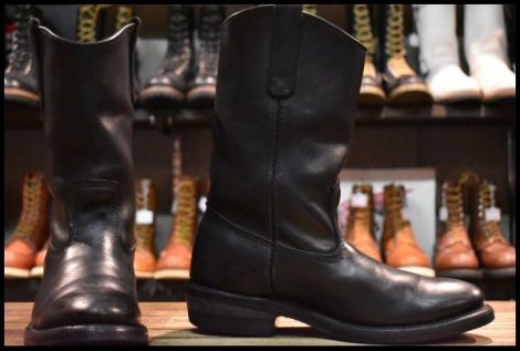 【7E 良品 05年】レッドウィング 8155 ペコス 黒 ブラッククローム プルオン ブーツ redwing pecos HOPESMORE