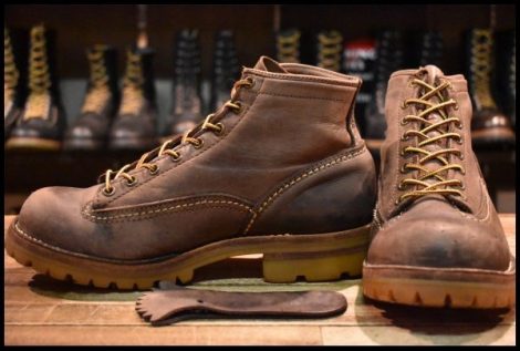 【7.5E 中古 旧ロゴ 99年】WESCO ウエスコ カスタムジョブマスターLTT ブラウン ヌバック ハニーソール 編み上げ ブーツ HOPESMORE
