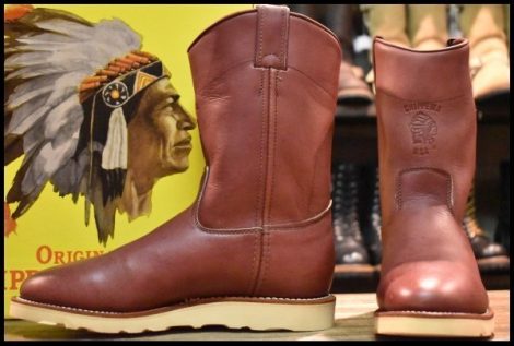 【7E 箱付 DEAD 黒タグ】Chippewa チペワ ウェリントン ラセット 93428 プルオン 茶 ブラウン ビブラム4014シングル ブーツ HOPESMORE