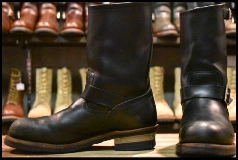 【8.5D 良品 10年】レッドウィング 2268 エンジニア 黒 ブラッククローム スチールトゥ プルオン ブーツ redwing HOPESMORE