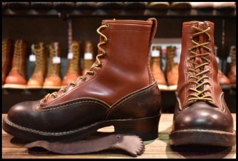 【9E 良品 06年】WESCO ウエスコ カスタムジョブマスターLTT レッドウッド×ブラウン ビブラム705ダブル レースアップ ブーツ HOPESMORE