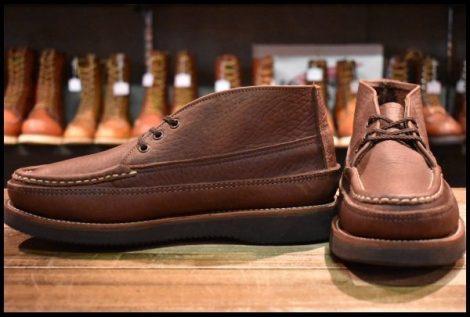 【7E 美品】RUSSELLMOCCASIN ラッセルモカシン スポーティングクレーチャッカ 200-27W ダブルモカシン ブラウン ブーツ HOPESMORE