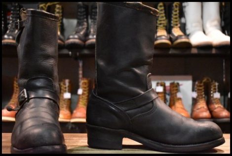 【8.5E程度 中古 黒刺繍タグ 70’S】Chippewa チペワ エンジニアブーツ ブラック プルオン ビンテージ ブーツ HOPESMORE