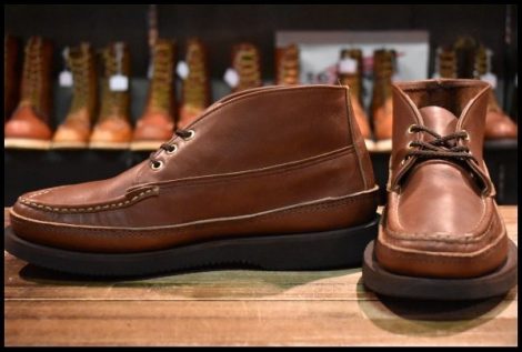 【9.5EE 美品】RUSSELLMOCCASIN ラッセルモカシン スポーティングクレーチャッカ ダブルモカシン ビブラム2060 ブラウン ブーツ HOPESMORE