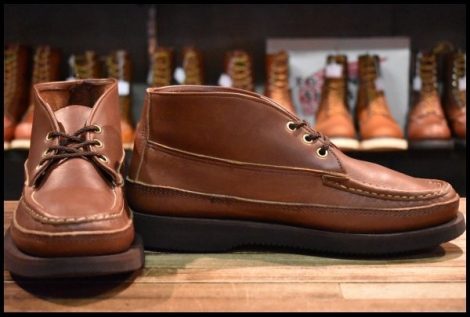 【9.5EE 美品】RUSSELLMOCCASIN ラッセルモカシン スポーティングクレーチャッカ ダブルモカシン ビブラム2060 ブラウン ブーツ HOPESMORE