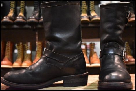 【11D 良品 白タグ】Chippewa チペワ 97863 エンジニア 黒 ブラック プルオン 10インチハイト ブーツ HOPESMORE