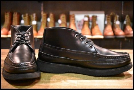 【7E 箱付 良品】RUSSELL MOCCASIN ラッセルモカシン スポーティングクレーチャッカ 200-27W ブラック ダブルモカシン ブーツ HOPESMORE