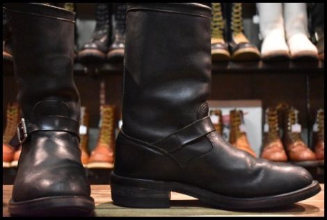 【11D 良品 白タグ】Chippewa チペワ 97863 エンジニア 黒 ブラック プルオン 10インチハイト ブーツ HOPESMORE