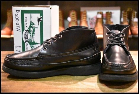 【7E 箱付 良品】RUSSELL MOCCASIN ラッセルモカシン スポーティングクレーチャッカ 200-27W ブラック ダブルモカシン ブーツ HOPESMORE