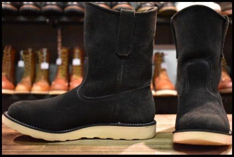 【7E 良品 BEAMS別注 04年】レッドウィング 8177 黒スエード ペコス ブラック ラフアウト プルオン ブーツ redwing pecos HOPESMORE