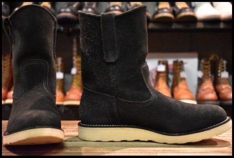 【7E 良品 BEAMS別注 04年】レッドウィング 8177 黒スエード ペコス ブラック ラフアウト プルオン ブーツ redwing pecos HOPESMORE