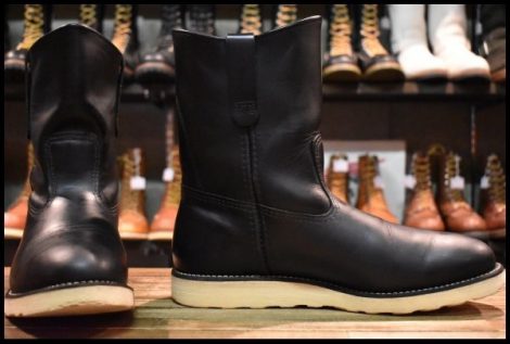 【10E 箱付 良品 18年】レッドウィング 8169 ペコス 黒 ブラッククローム プルオン クッションソール ブーツ redwing pecos HOPESMORE