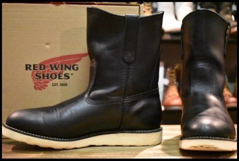 【10E 箱付 良品 18年】レッドウィング 8169 ペコス 黒 ブラッククローム プルオン クッションソール ブーツ redwing pecos HOPESMORE