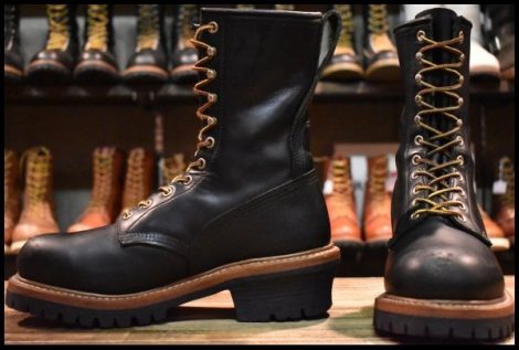 【7D 良品 11年】レッドウィング 8210 ロガー 黒 ブラッククローム スチールトゥ 編み上げ レースアップ ブーツ redwing HOPESMORE