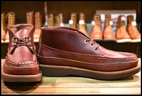 【9.5E 美品】RUSSELL MOCCASIN ラッセルモカシン スポーティングクレーチャッカ バーガンディクロムエクセル ダブルモカシン HOPESMORE