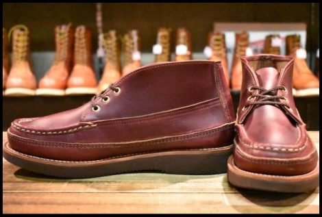 【9.5E 美品】RUSSELL MOCCASIN ラッセルモカシン スポーティングクレーチャッカ バーガンディクロムエクセル ダブルモカシン HOPESMORE