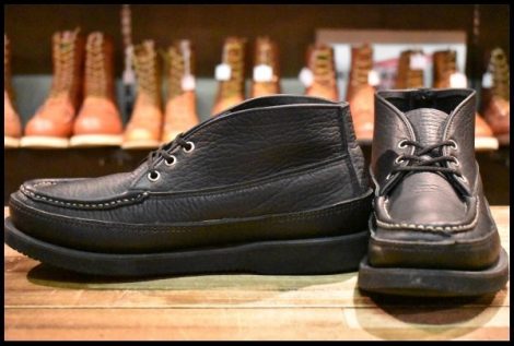【8.5EE 美品】RUSSELL MOCCASIN ラッセルモカシン スポーティングクレーチャッカ ブラック 黒 シボ革 ダブルモカシン ブーツ HOPESMORE