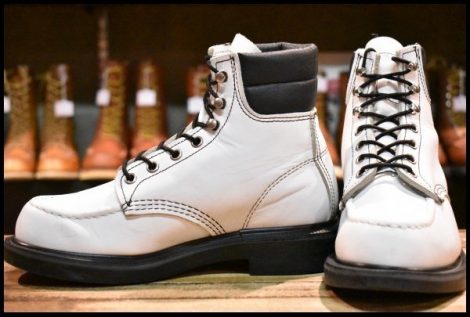 【4.5E 美品 18年】レッドウィング 8808 スーパーソール 白 ホワイト モックトゥ 編み上げ 限定 ブーツ redwing HOPESMORE