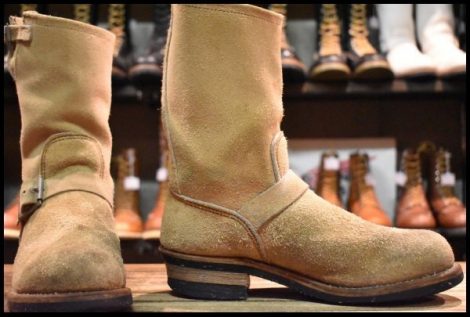 【7.5D 良品 PT83】レッドウィング 8268 スエード エンジニア タンラフアウト スチールトゥ ベージュ ブーツ redwing HOPESMORE