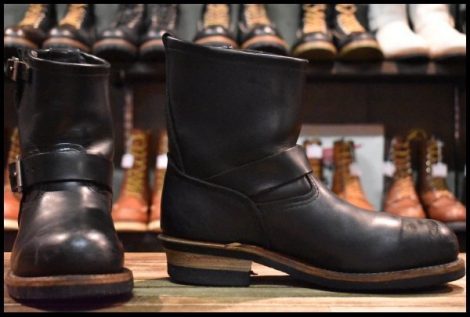 【7D 良品 08年】レッドウィング 2976 ショート エンジニア 黒 ブラッククローム スチールトゥ プルオン ブーツ redwing HOPESMORE