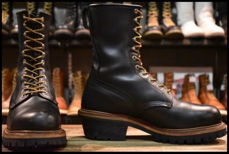【8D 良品 PT99プリントEH 05年】レッドウィング 2218 ロガー 黒 ブラッククローム スチールトゥ 編み上げ ブーツ redwing HOPESMORE
