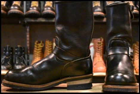 【7.5D 良品 PT91プリント 95年】レッドウィング 2268 エンジニア ブラッククローム スチールトゥ プルオン ブーツ redwing HOPESMORE