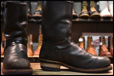 【8D 中古 PT99プリント 旧シルエット 04年】レッドウィング 2268 エンジニア 黒 ブラッククローム ブーツ redwing HOPESMORE