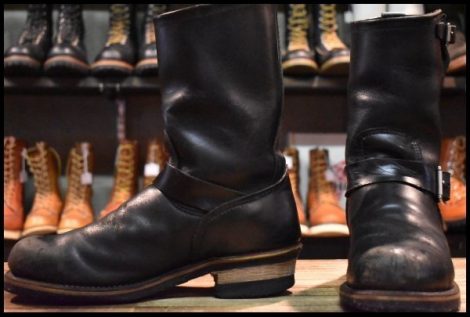 【8D 中古 PT99プリント 旧シルエット 04年】レッドウィング 2268 エンジニア 黒 ブラッククローム ブーツ redwing HOPESMORE