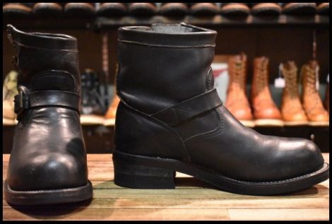 【8E? 良品 白タグ】Chippewa チペワ ショート エンジニア 27872 黒 ブラック スチールトゥ 7インチハイト 2976 ブーツ HOPESMORE