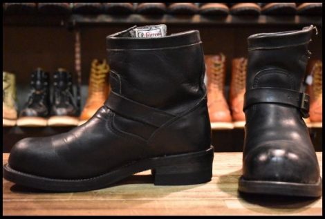 【8E? 良品 白タグ】Chippewa チペワ ショート エンジニア 27872 黒 ブラック スチールトゥ 7インチハイト 2976 ブーツ HOPESMORE
