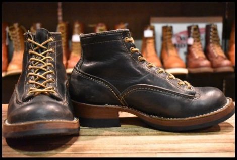 【8E 良品 99年 旧ロゴ】WESCO ウエスコ カスタムジョブマスターLTT 黒 ブラック ビブラム705ダブルミッド 編み上げ ブーツ HOPESMORE