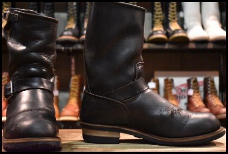 【9.5D 中古 PT91プリント】レッドウィング 2268 エンジニア 黒 ブラッククローム スチールトゥ ブーツ redwing HOPESMORE