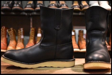 【9E 良品 07年】レッドウィング 8169 ペコス 黒 ブラッククローム プルオン クッションソール ブーツ redwing pecos HOPESMORE