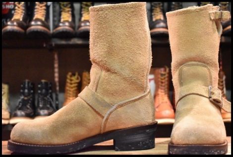 【8D 良品 PT83 カスタム】レッドウィング 8268 スエード エンジニア タンラフアウト スチールトゥ ベージュ ブーツ redwing HOPESMORE